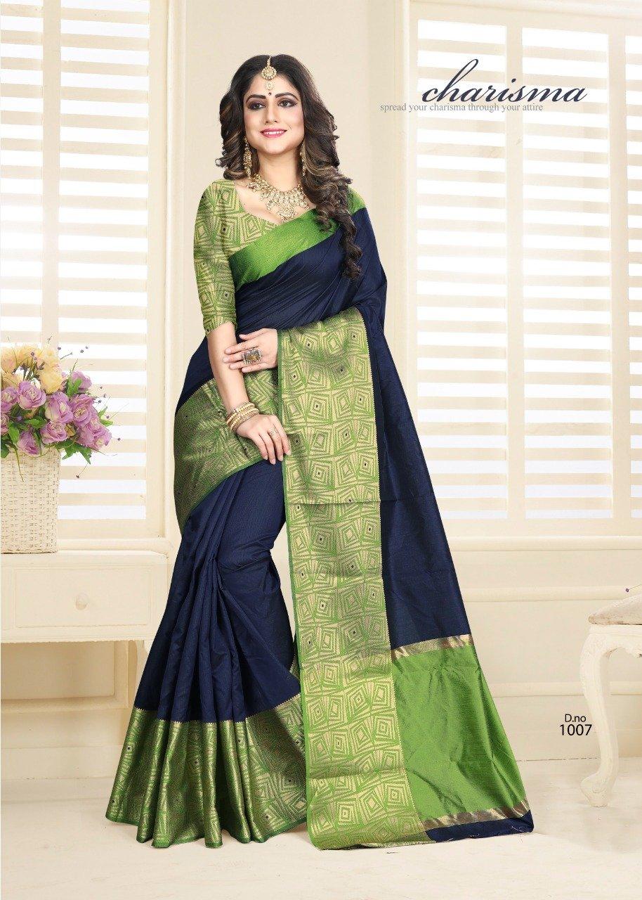 Beautiful Night Blue Designer Cotton Silk Jacquard Saree - Ibis Fab