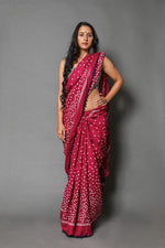 Dark Pink Designer Soft Silk Saree, Festive Wear - Ibis Fab