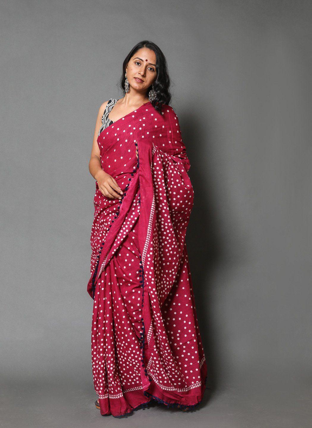 Dark Pink Designer Soft Silk Saree, Festive Wear - Ibis Fab