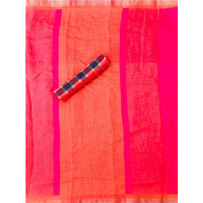 Delightful Orange Colored Festive Wear Pure Linen Designer Saree