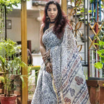 Elegant White Colored Festive Printed Pure Linen Saree - Ibis Fab
