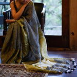 Entrancing Grey Colored Festive Wear Pure Linen Designer Saree - Ibis Fab