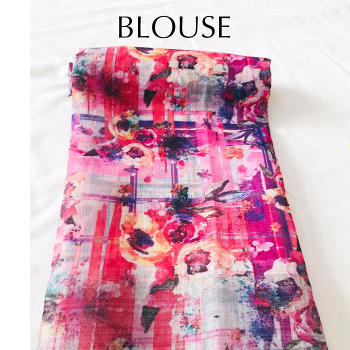 Ethnic Multi Colored Casual Wear Printed Pure Linen Saree