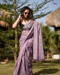Exceptional Light Purple  Colored Festive Wear Pure LInen  Saree