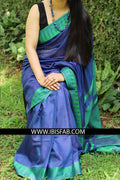Eye-catching Blue Colored Printed Pure Linen Saree
