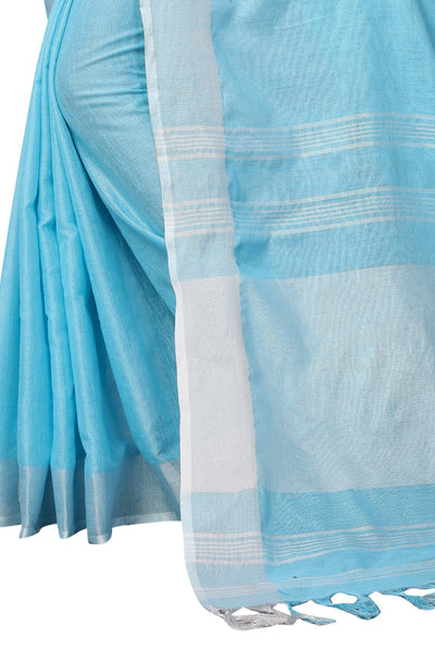 Fab light blue Colored Festive Wear Cotton Silk Saree - Ibis Fab