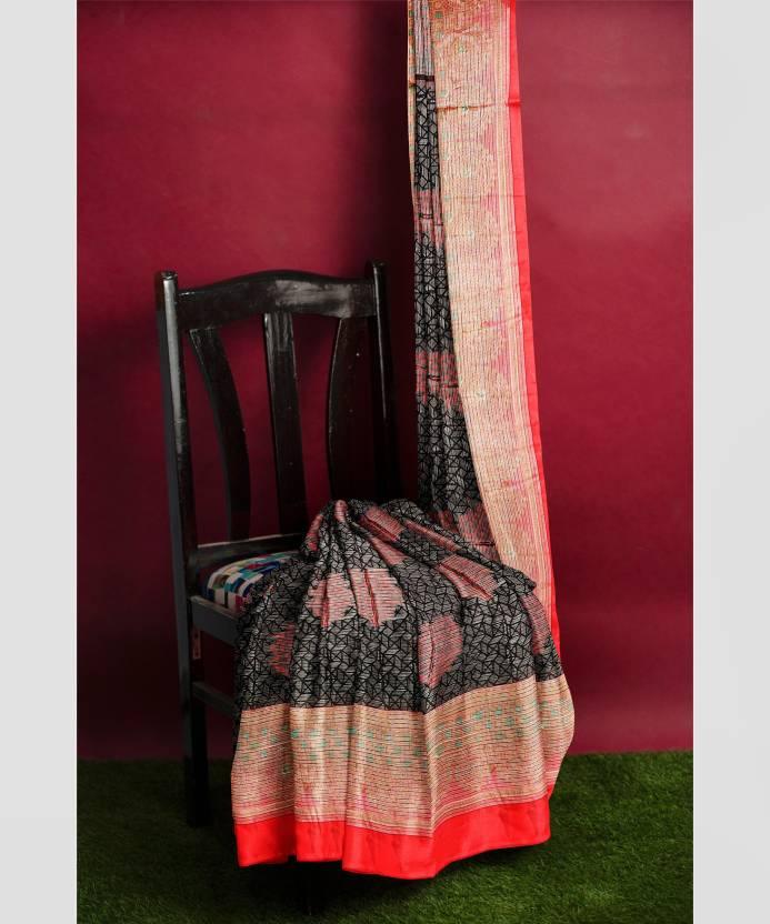 Fantastic Red And Copper Colored Party Wear Pure Linen Saree