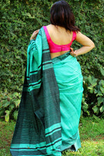 Flattering Light Blue Colored Printed Pure Linen Saree - Ibis Fab