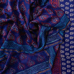 Gorgeous Night Blue Colored Pure Linen Printed Saree - Ibis Fab