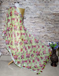 Gorgeous Pistachio Green Base Floral Print Digital Print Linen Dupatta