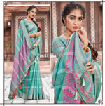 Gorgeous Pure Cotton Light Blue Colored Casual Printed Saree - Ibis Fab