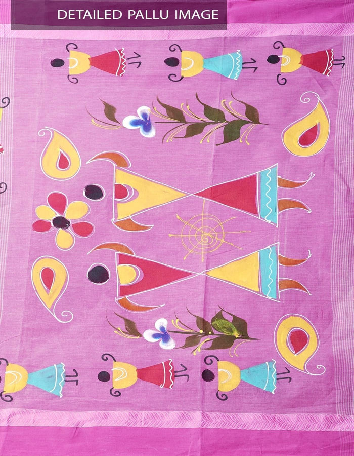 Impressive Pink Colored Festive Wear Linen Designer Saree