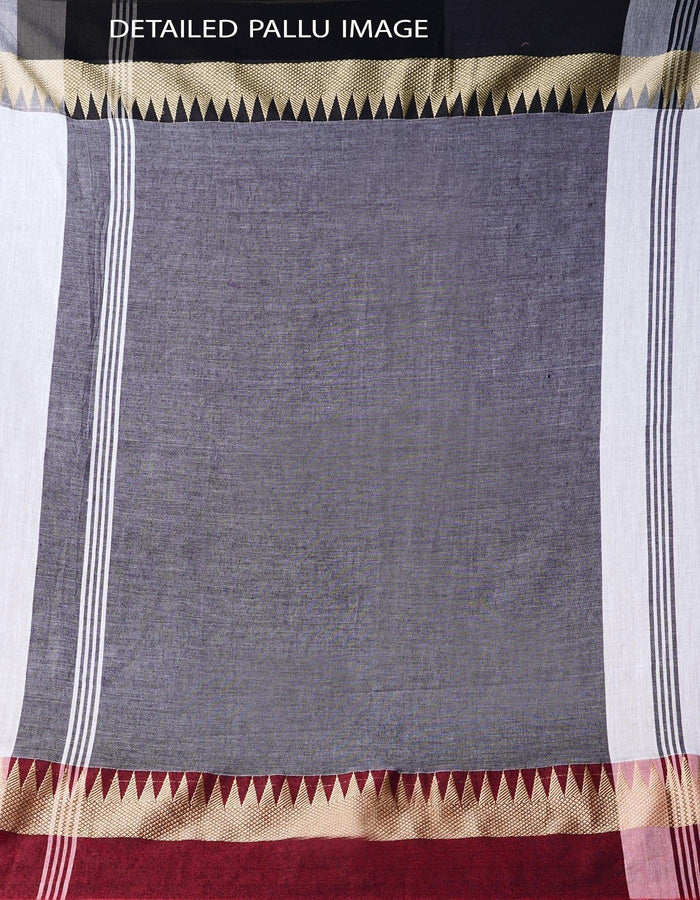 Innovative Grey Pallu And White Colored Festive Wear Linen Designer Saree
