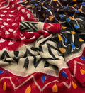 Intricate Pure Linen Red And Black Colored Casual Printed Saree