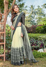Jazzy Pure Linen Beige Colored Casual Printed Saree - Ibis Fab