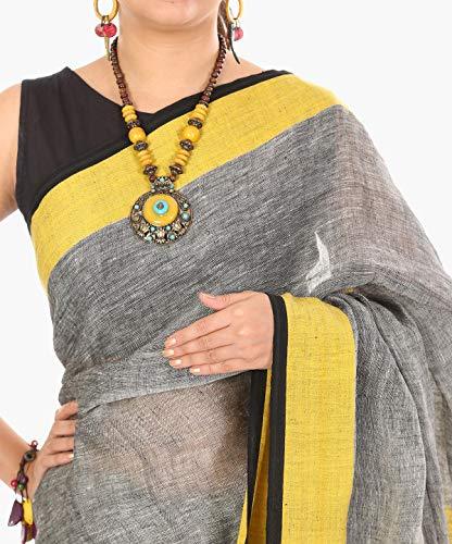Linen cotton saree in grey designer wear