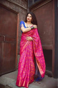 Linen saree in pink, party wear