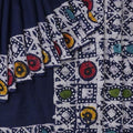 Magnetic dark Blue Colored Party Wear Pure Linen Printed Saree