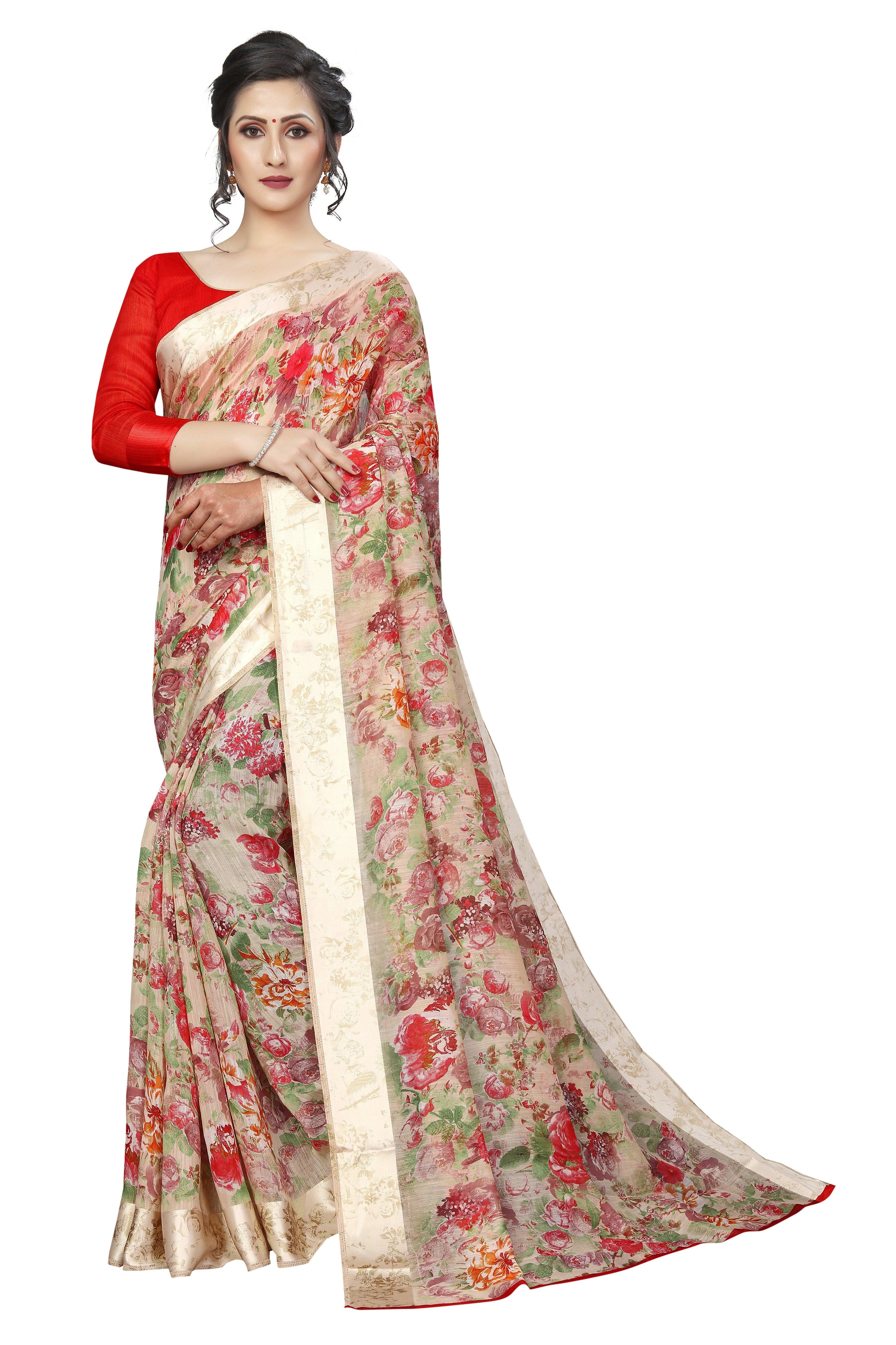 Marvellous Tan Pure Pure Linen Designer Saree - Ibis Fab