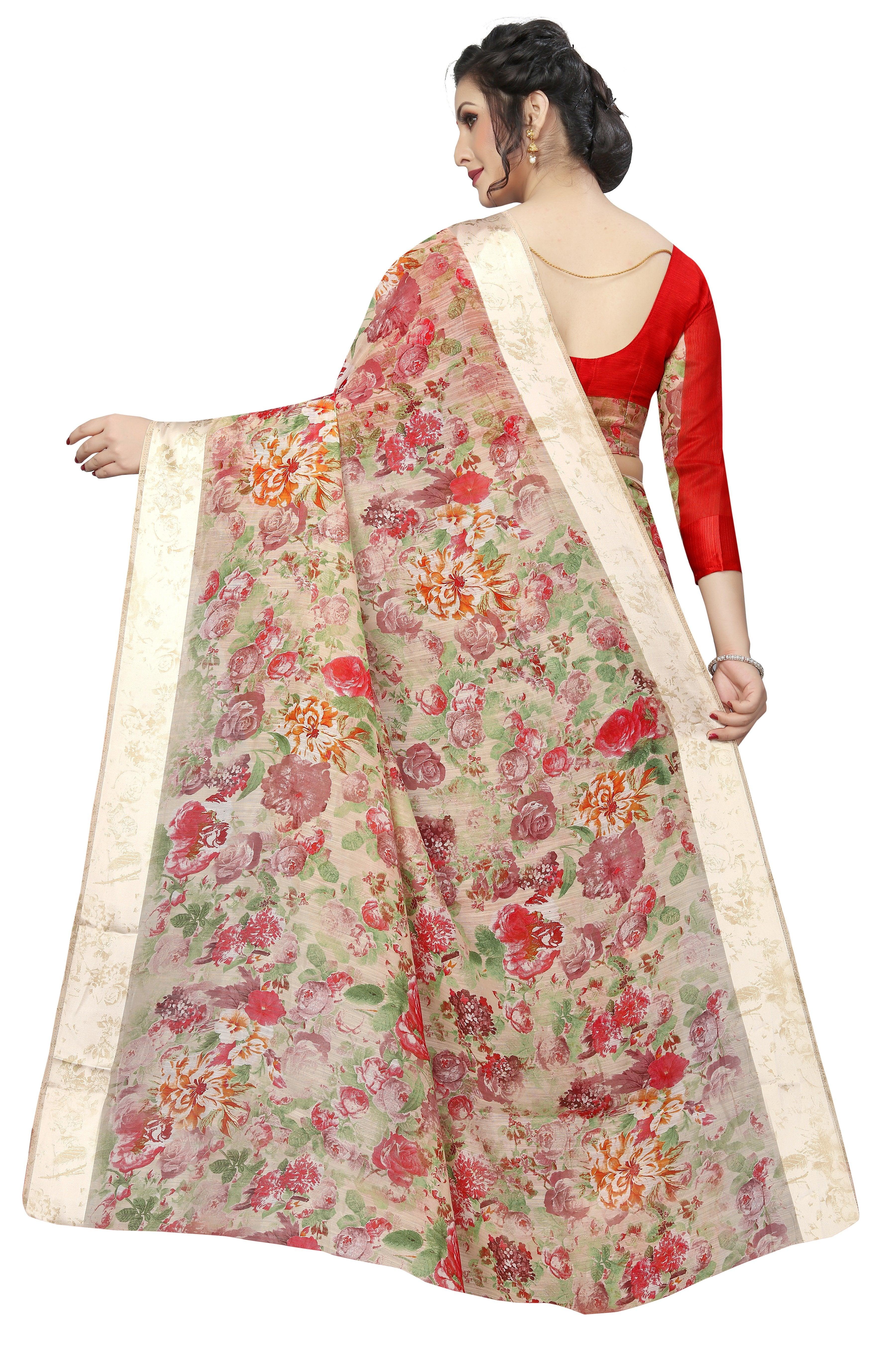 Marvellous Tan Pure Pure Linen Designer Saree - Ibis Fab