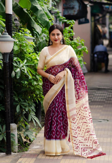 New Latest Fancy Linen Digital Printed Saree