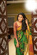 Pleasant  Green Colored Casual Printed Pure Linen Saree