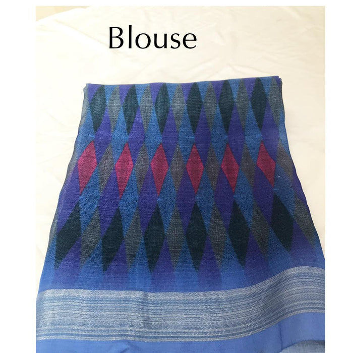 Pretty Blue Colored Festive Wear Pure Linen Saree