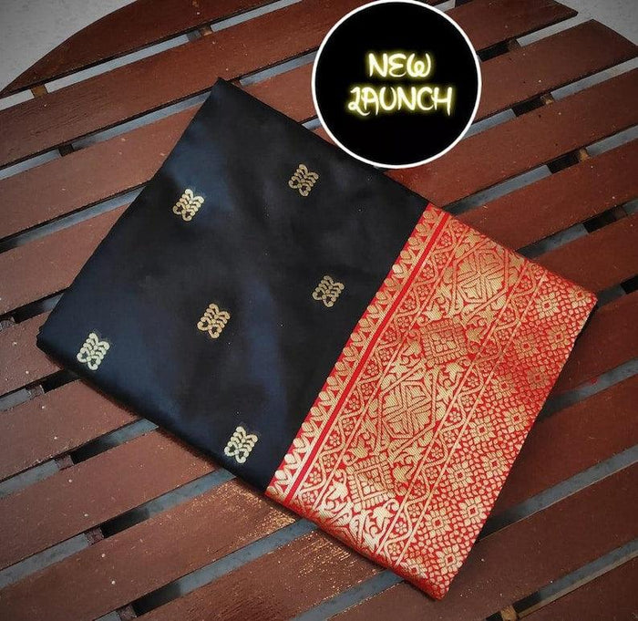 Pure Lichi Silk Saree Haevy Weaving Black Colour, Party Wear