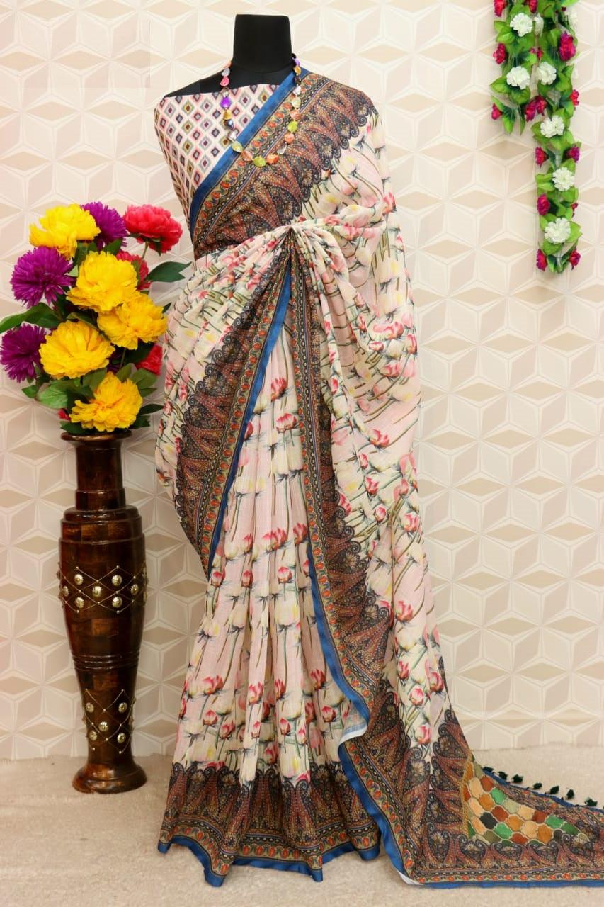 pure silk Classy Beige Colour Saree, Shining Party Wear - Ibis Fab