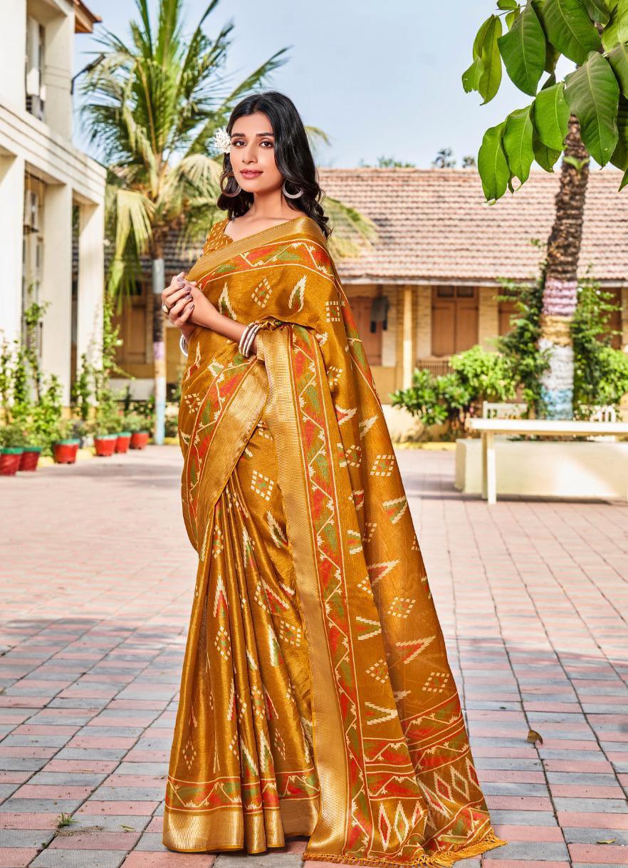 pure silk Classy Copper Colour Saree, Shining Party Wear - Ibis Fab