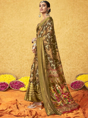 pure silk Classy green Colour Saree, Shining Party Wear