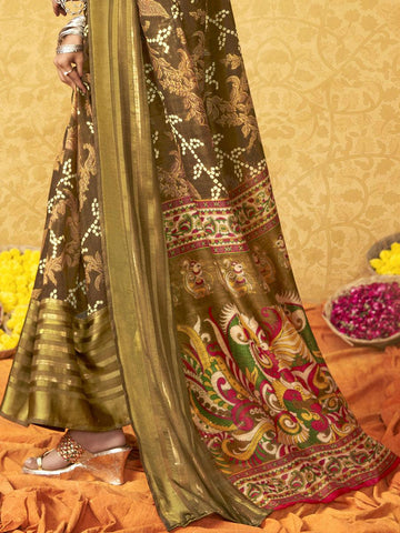 pure silk Classy green Colour Saree, Shining Party Wear