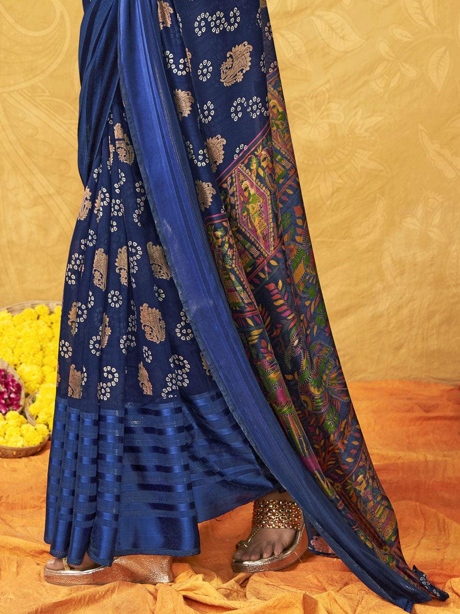 pure silk Classy Night Blue Colour Saree, Shining Party Wear - Ibis Fab