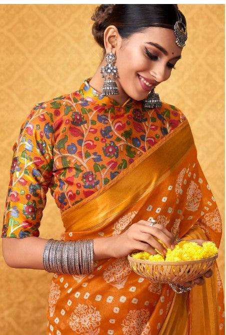 pure silk Classy Orange Colour Saree, Shining Party Wear - Ibis Fab