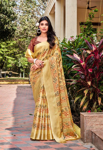 pure silk Classy Yellow Colour Saree, Shining Party Wear