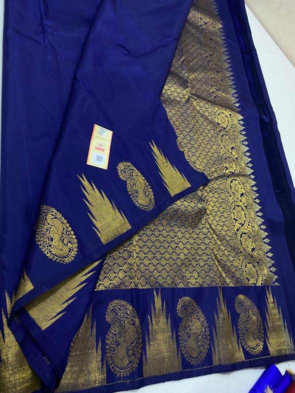 pure soft silk staring Night blue with Golden, woven saree, wedding wear