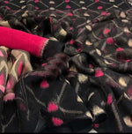 Radiant Pure Linen Black Colored Casual Printed Saree - Ibis Fab