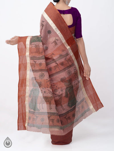 Ravishing Rosy Brown Colored Festive Wear Linen Designer Saree - Ibis Fab