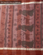 Ravishing Rosy Brown Colored Festive Wear Linen Designer Saree - Ibis Fab