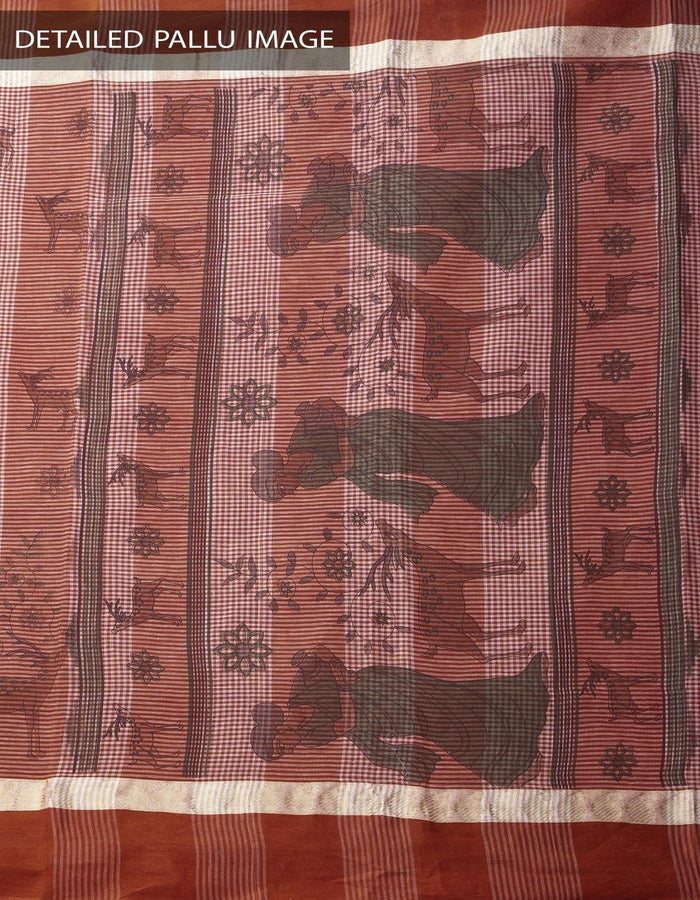 Ravishing Rosy Brown Colored Festive Wear Linen Designer Saree
