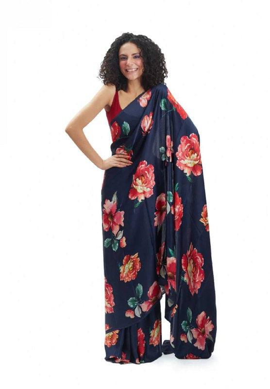 Refreshing Blue colored Partywear Linen Designer Saree - Ibis Fab