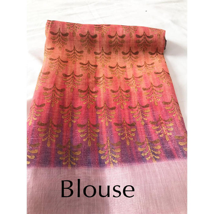 Refreshing Tan Colored Festive Wear Pure Linen Saree