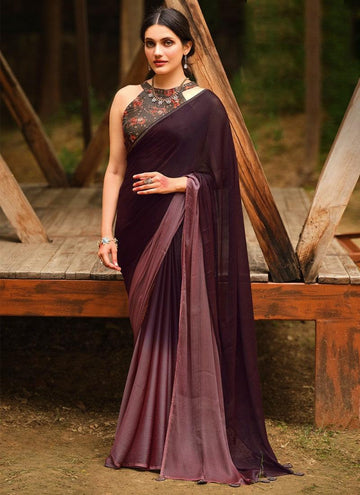 Soft Silk Classy Purple Colour Saree, Shining Party Wear