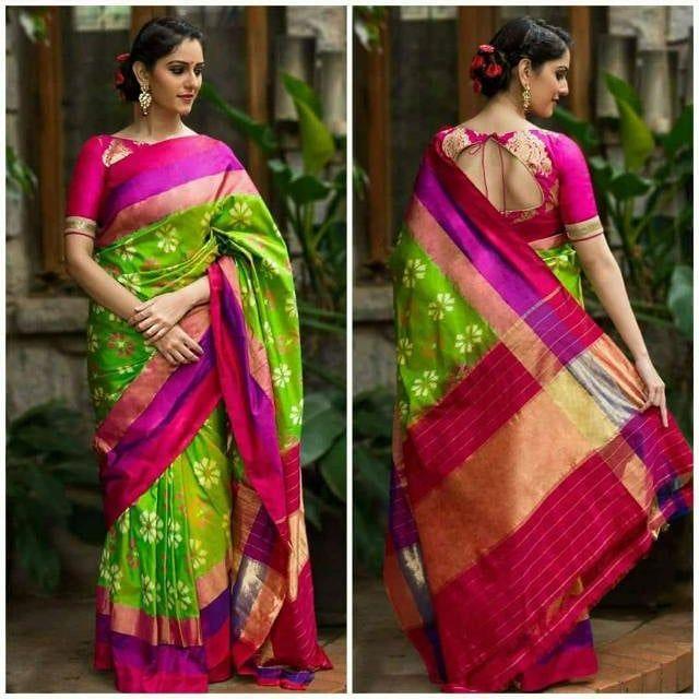 soft silk glorious Green with green saree, casual wear - Ibis Fab