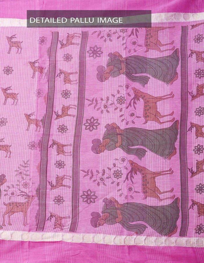 Sophisticated Baby Pink Colored Festive Wear Linen Designer Saree