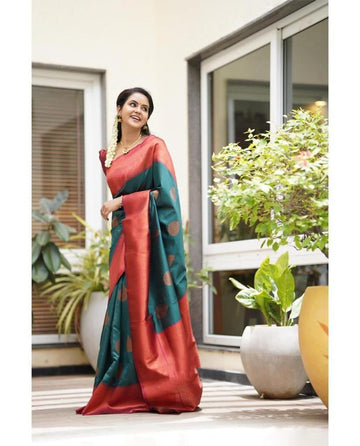 Splendiferous Soft Lichi Silk Saree With Enchanting Blouse