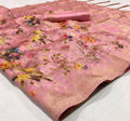 Stylish Light Pink Colored Partywear Printed Pure Linen saree