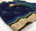 Surpassing  Blue  Colored Partywear Printed Pure Linen saree