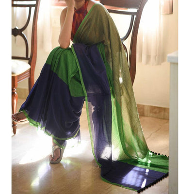 Surpassing Green Colored Festive Wear Pure Linen Beautiful Designer Saree - Ibis Fab