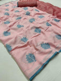 Traditional  Rosy Brown Colored  Festive Wear Printed  Pure Linen Saree